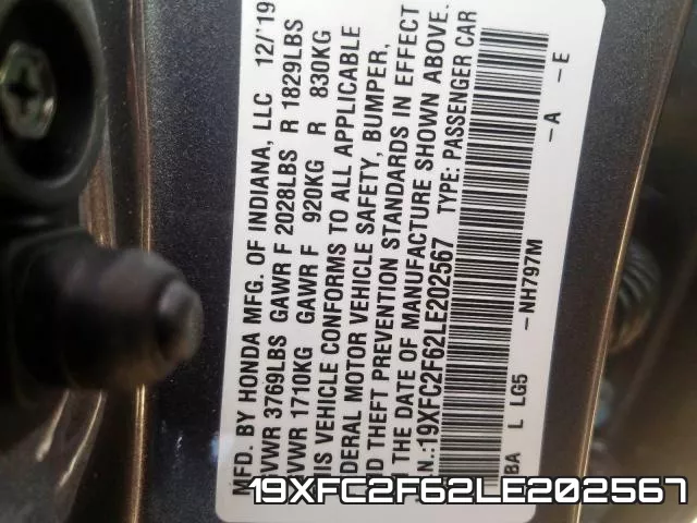 19XFC2F62LE202567 фото 2