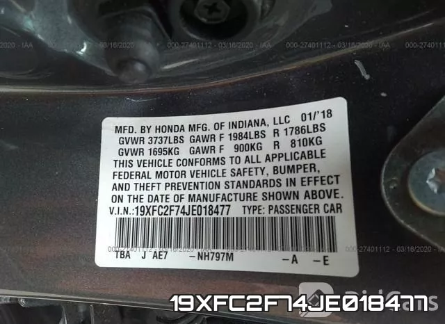 19XFC2F74JE018477 фото 10