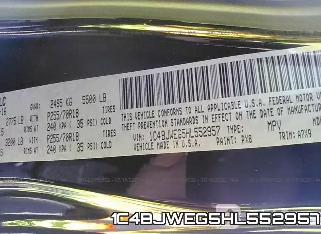 1C4BJWEG5HL552957 фото 10