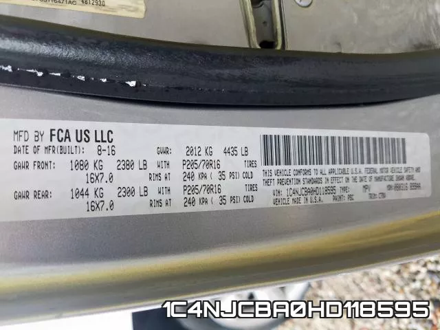 1C4NJCBA0HD118595 фото 2