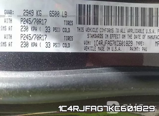 1C4RJFAG7KC601829 фото 10