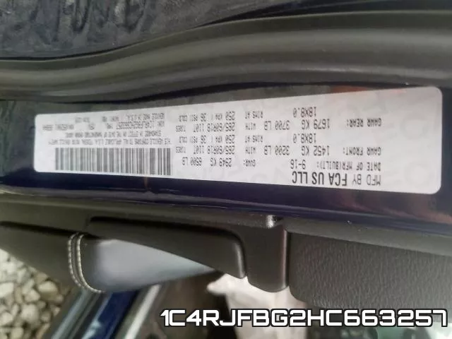 1C4RJFBG2HC663257 фото 2