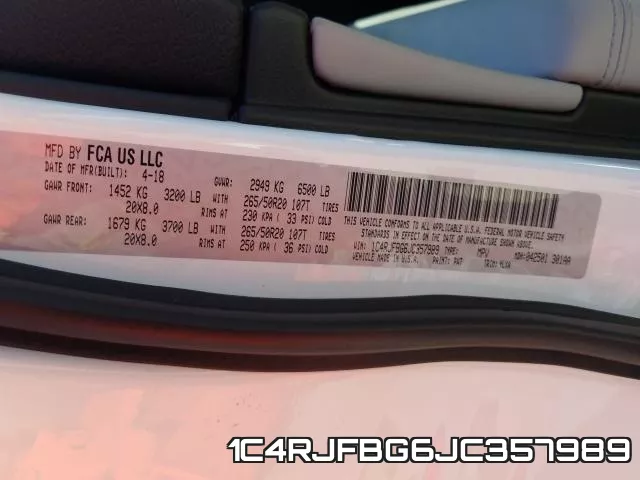 1C4RJFBG6JC357989 фото 2