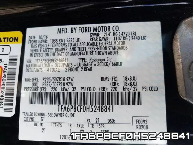 1FA6P8CF0H5248841 фото 2