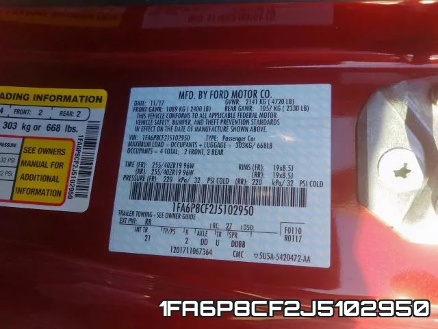 1FA6P8CF2J5102950 фото 2