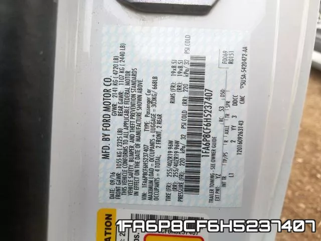 1FA6P8CF6H5237407 фото 2
