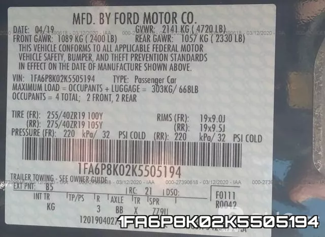 1FA6P8K02K5505194 фото 10