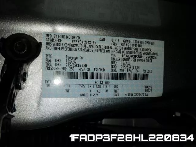 1FADP3F28HL220834 фото 2