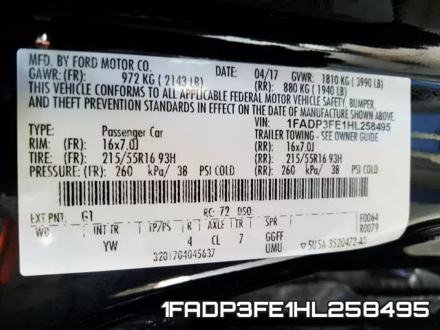 1FADP3FE1HL258495 фото 2