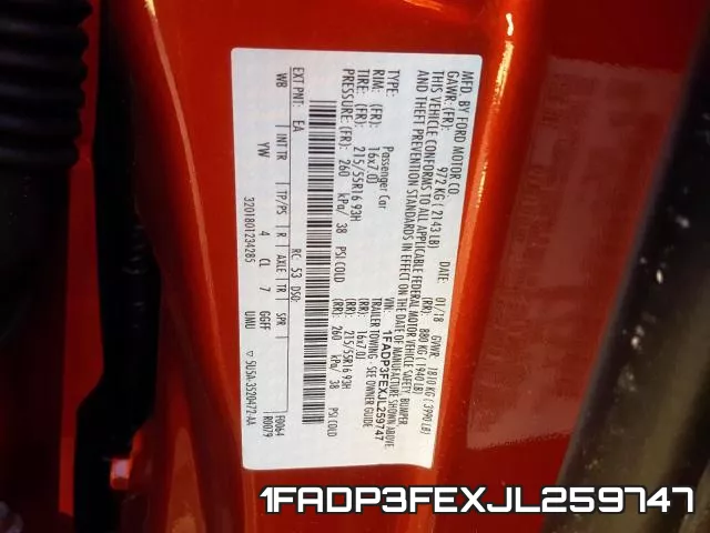 1FADP3FEXJL259747 фото 2