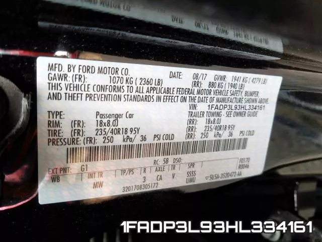 1FADP3L93HL334161 фото 2