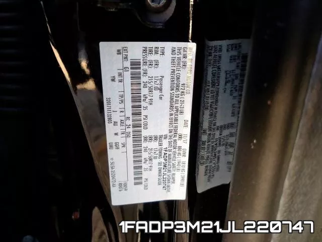 1FADP3M21JL220747 фото 2