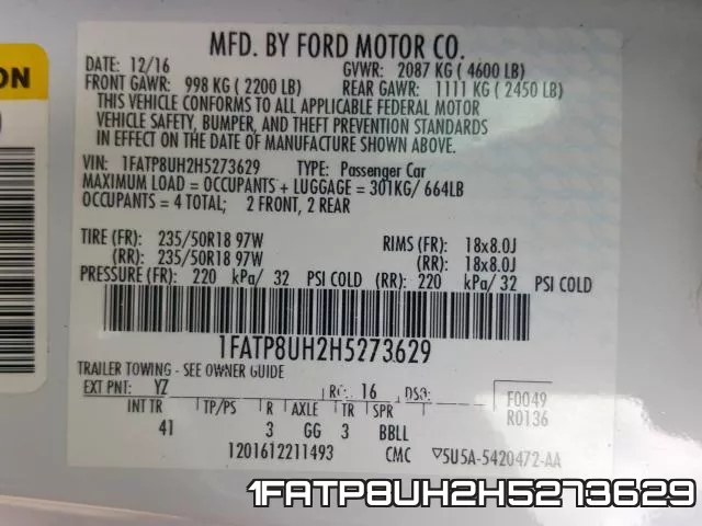 1FATP8UH2H5273629 фото 2