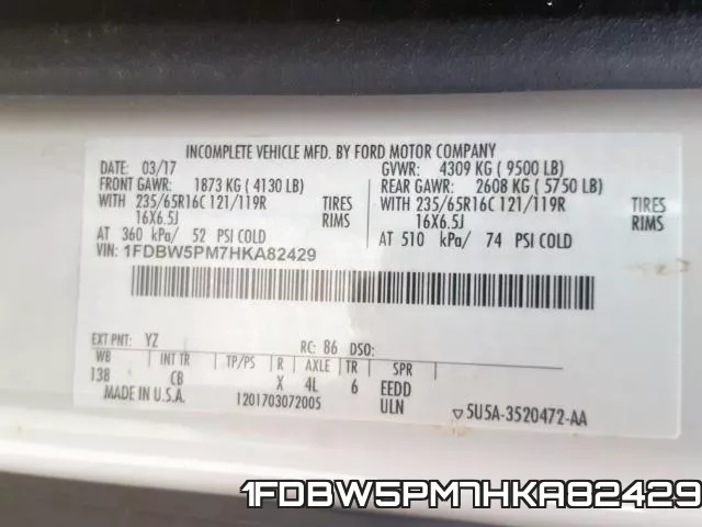 1FDBW5PM7HKA82429 фото 2