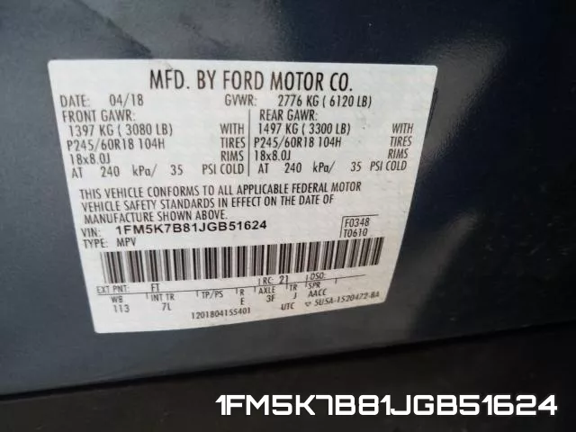 1FM5K7B81JGB51624 фото 2