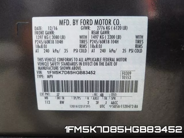 1FM5K7D85HGB83452 фото 2