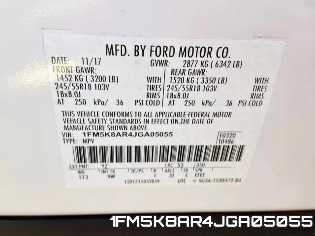 1FM5K8AR4JGA05055 фото 2