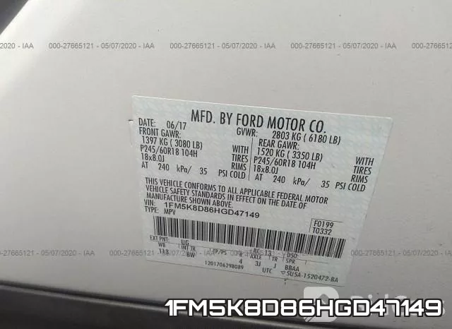 1FM5K8D86HGD47149 фото 10