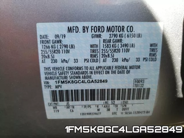 1FM5K8GC4LGA52849 фото 2