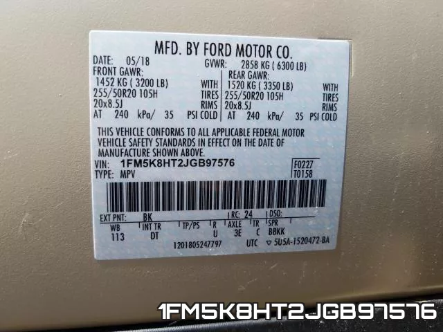 1FM5K8HT2JGB97576 фото 2