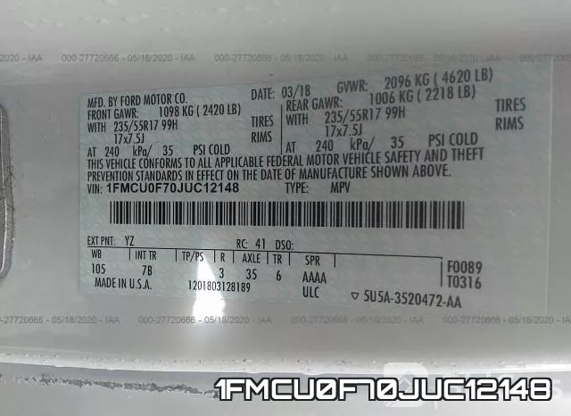 1FMCU0F70JUC12148 фото 10