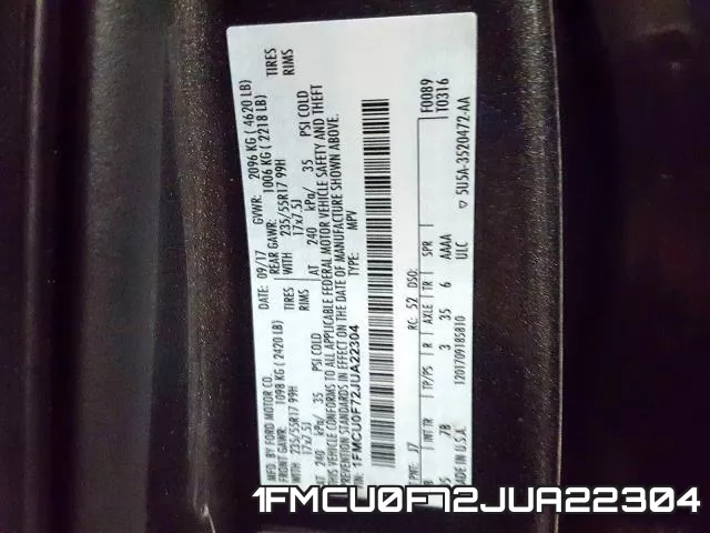 1FMCU0F72JUA22304 фото 2