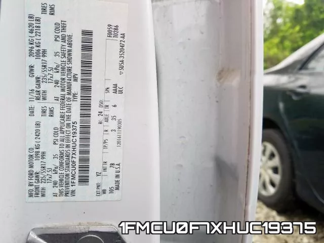 1FMCU0F7XHUC19375 фото 2