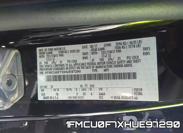 1FMCU0F7XHUE97290 фото 10