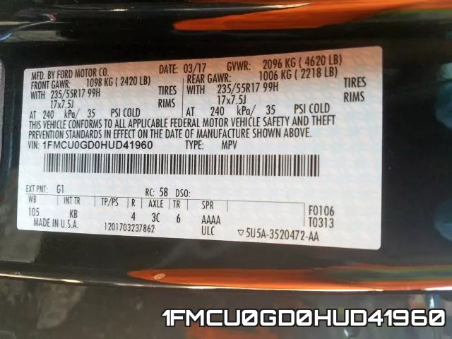 1FMCU0GD0HUD41960 фото 2