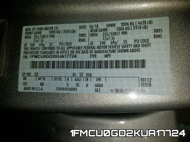 1FMCU0GD2KUA17724 фото 2