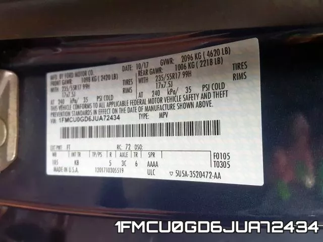 1FMCU0GD6JUA72434 фото 2