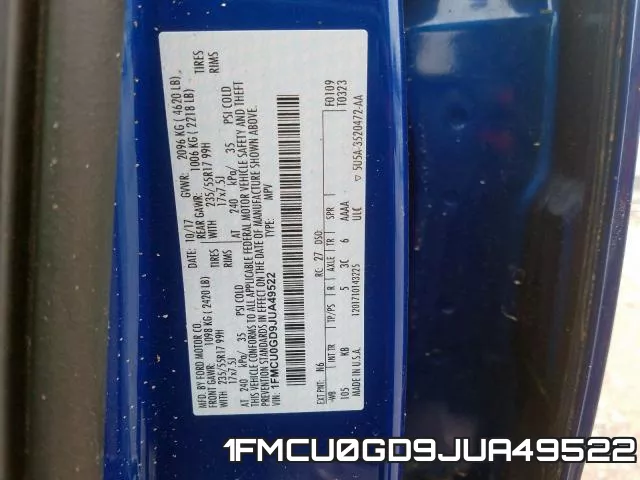 1FMCU0GD9JUA49522 фото 2
