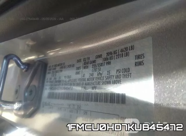 1FMCU0HD7KUB45472 фото 10