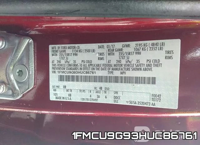 1FMCU9G93HUC86761 фото 10