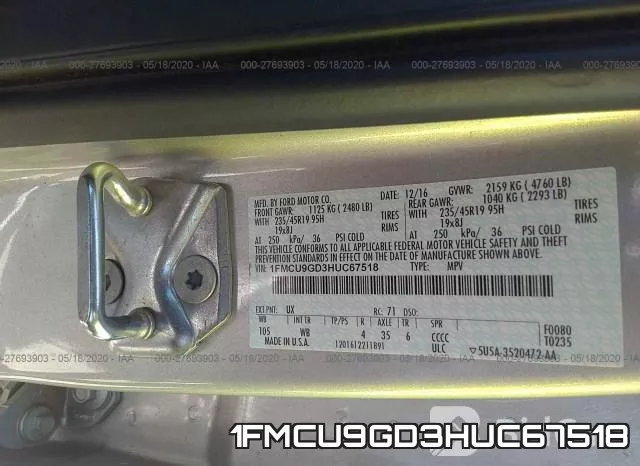 1FMCU9GD3HUC67518 фото 10