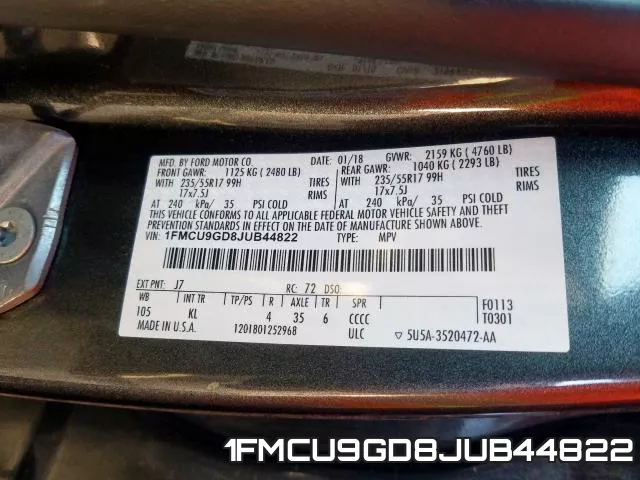 1FMCU9GD8JUB44822 фото 2