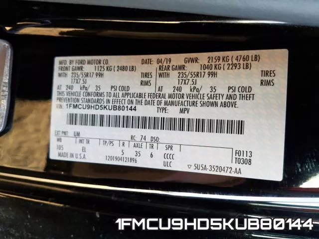 1FMCU9HD5KUB80144 фото 2