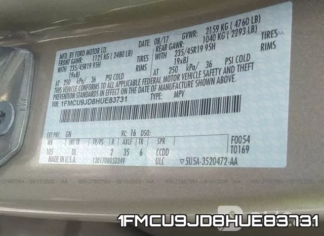 1FMCU9JD8HUE83731 фото 10