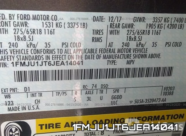 1FMJU1JT6JEA14041 фото 10