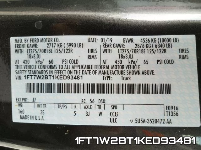 1FT7W2BT1KED93481 фото 2