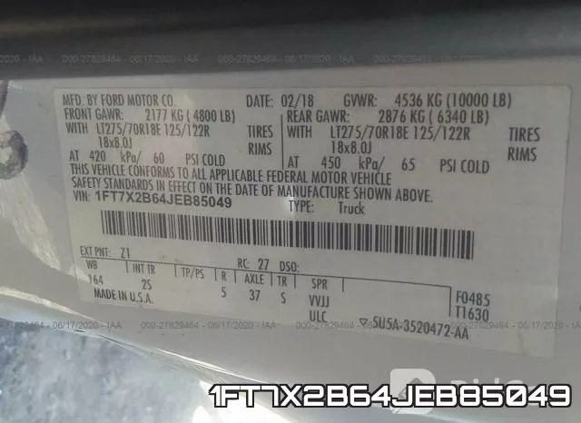 1FT7X2B64JEB85049 фото 10