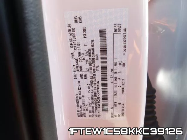 1FTEW1C58KKC39126 фото 2