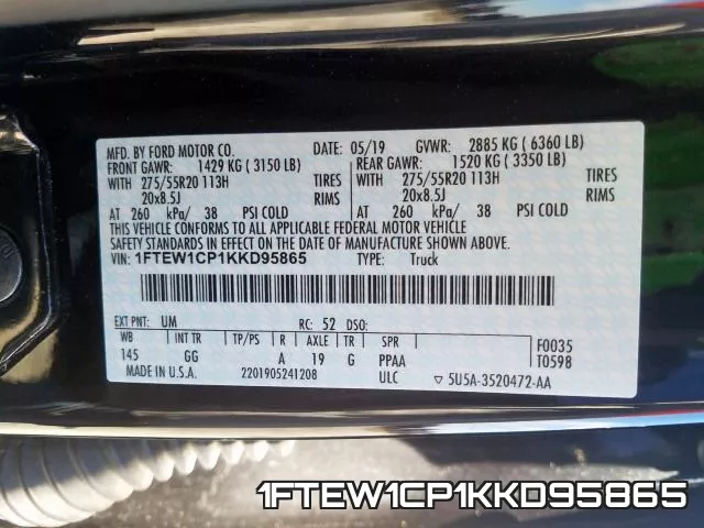 1FTEW1CP1KKD95865 фото 2