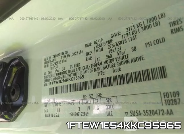 1FTEW1E54KKC95965 фото 10