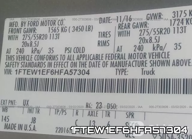 1FTEW1EF6HFA57304 фото 10