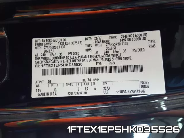 1FTEX1EP5HKD35526 фото 2