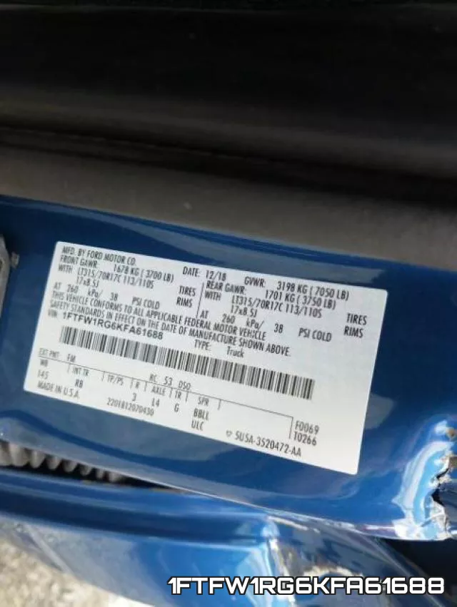1FTFW1RG6KFA61688 фото 2