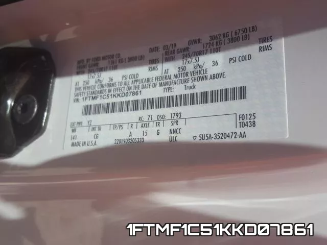 1FTMF1C51KKD07861 фото 2
