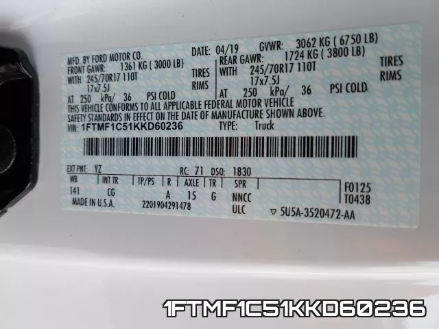 1FTMF1C51KKD60236 фото 2