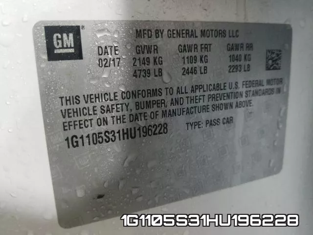 1G1105S31HU196228 фото 2